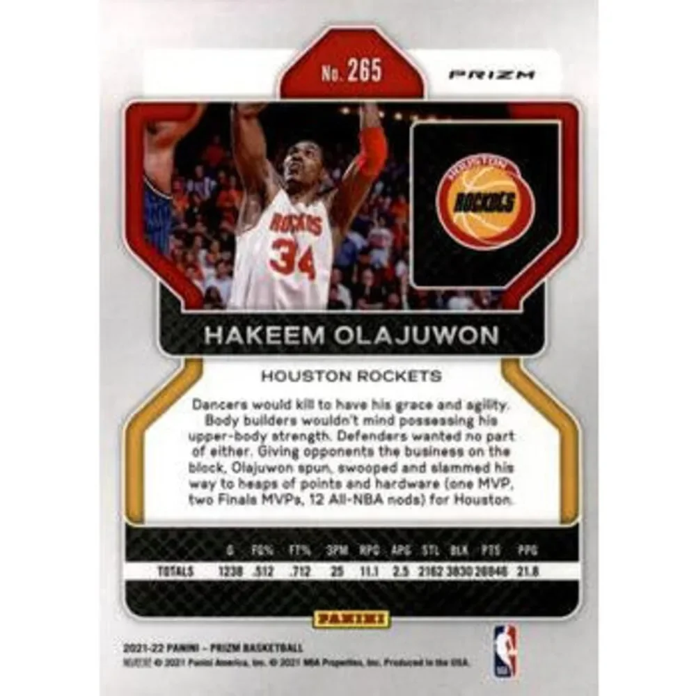 2021-22 Panini Silver Prizm Hakeem Olajuwon 265 Houston Rockets